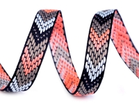 Webband Ethno Grau-Beige-Lachs 14 mm