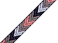 Webband Ethno Grau-Beige-Lachs 14 mm