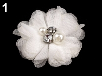 Stoffblume 50 mm mit Perlen