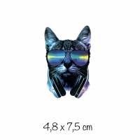 Bügelbild Black Cat mit Sonnenbrille klein