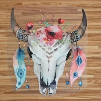 Bügelbild Boho Ziege Skull