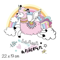 Bügelbild  Lama-Unicorn