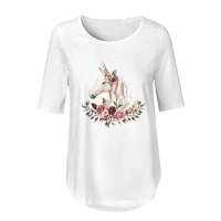 Bügelbild Weisses Einhorn mit Rosen