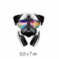 Bügelbild Hund mit Sonnenbrille klein